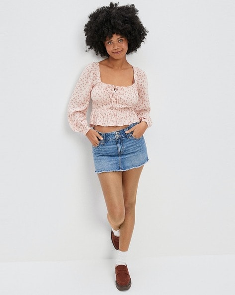 American eagle outlet pink denim skirt