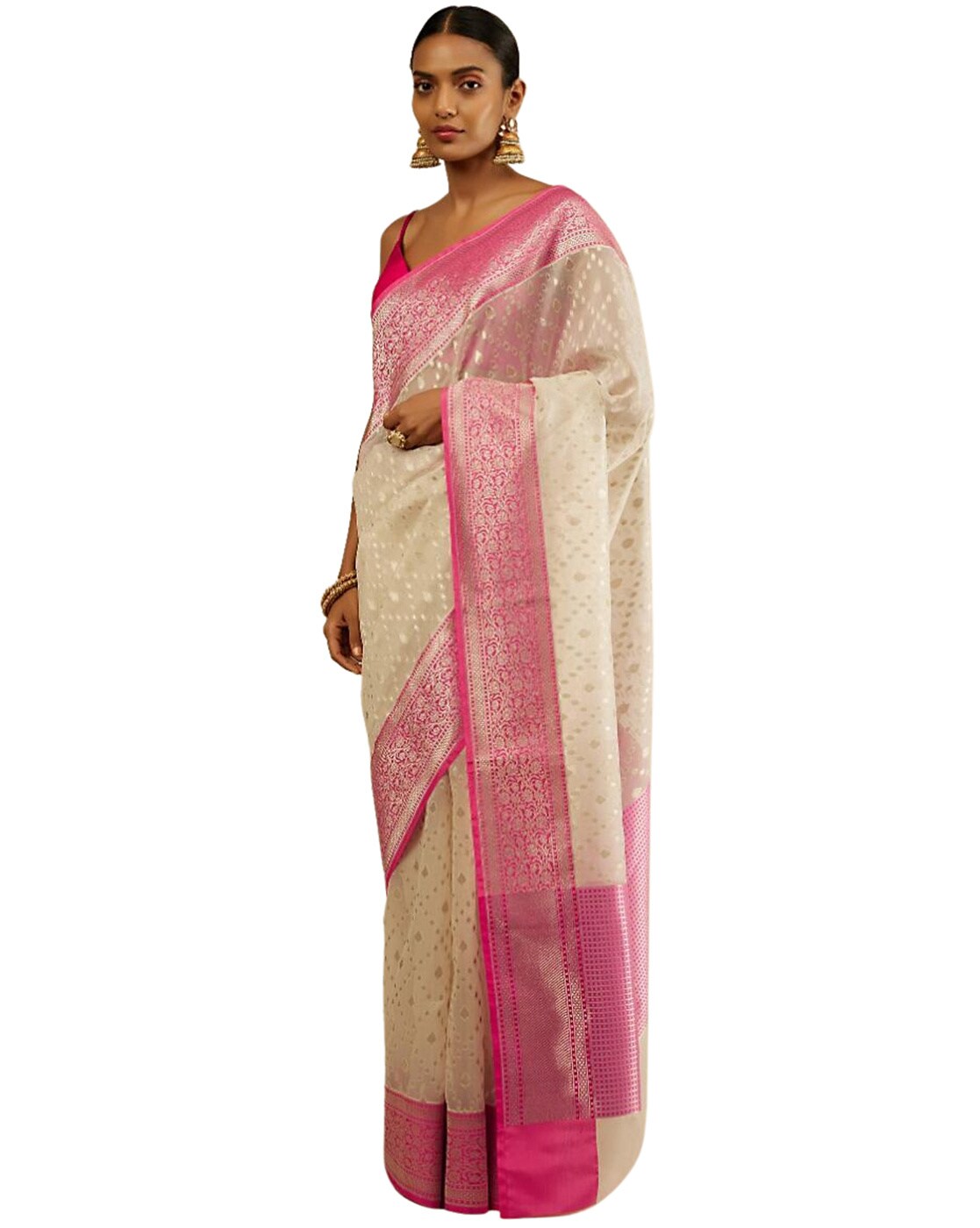 Shop Pink N White Stones Embellished Saree Party Wear Online at Best Price  | Cbazaar