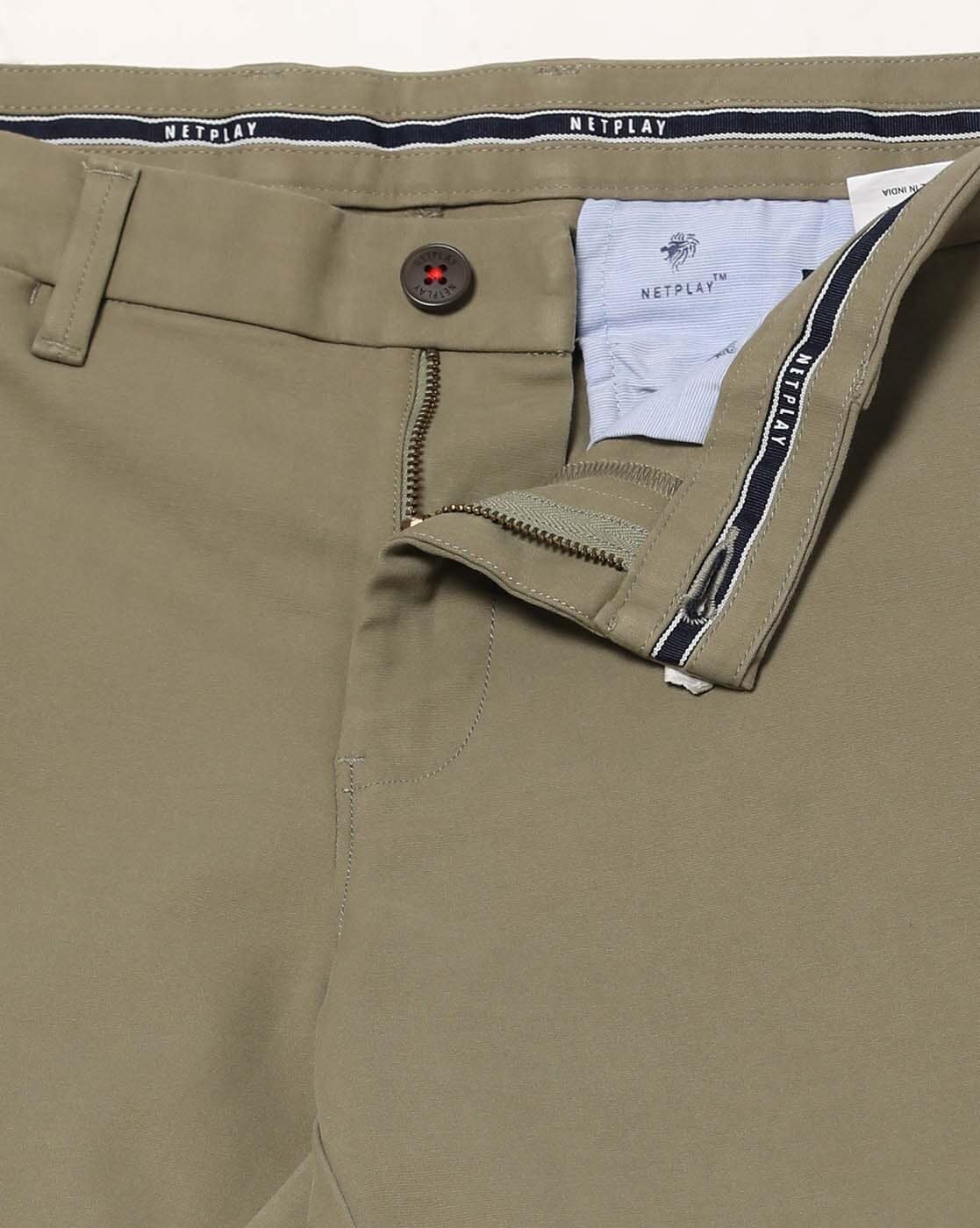 Buy Stone Beige Trousers & Pants for Men by NETPLAY Online | Ajio.com