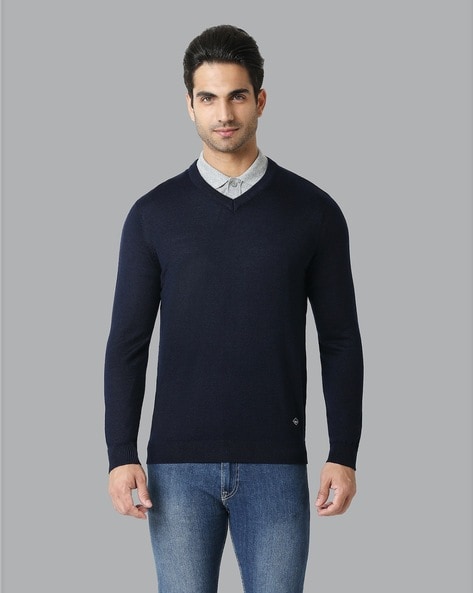 V neck sale navy sweater