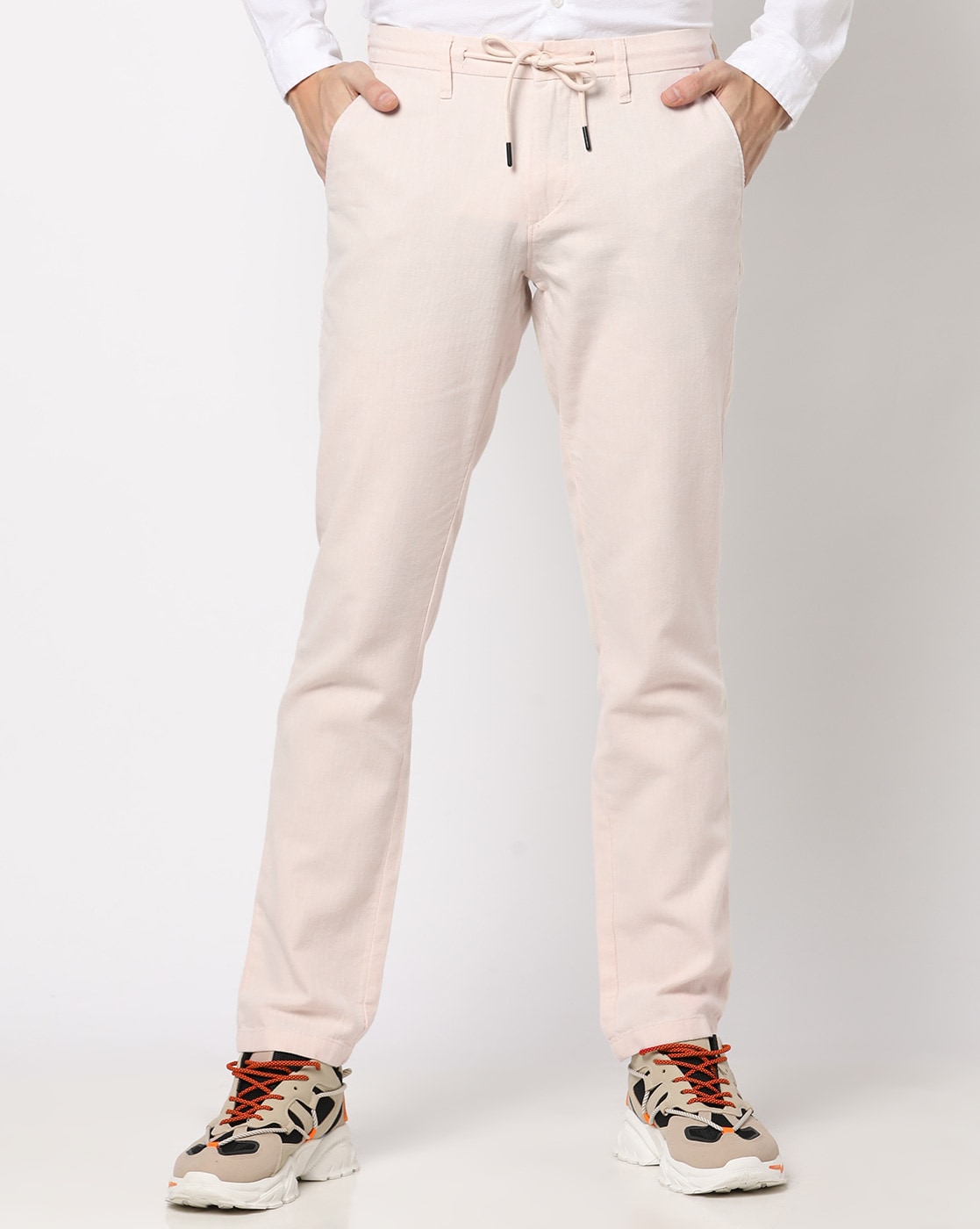 Buy John Players Men Khaki Slim Fit Solid Casual Trousers - Trousers for  Men 2016337 | Myntra