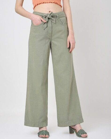 Buy Khaki Trousers & Pants for Women by Marks & Spencer Online