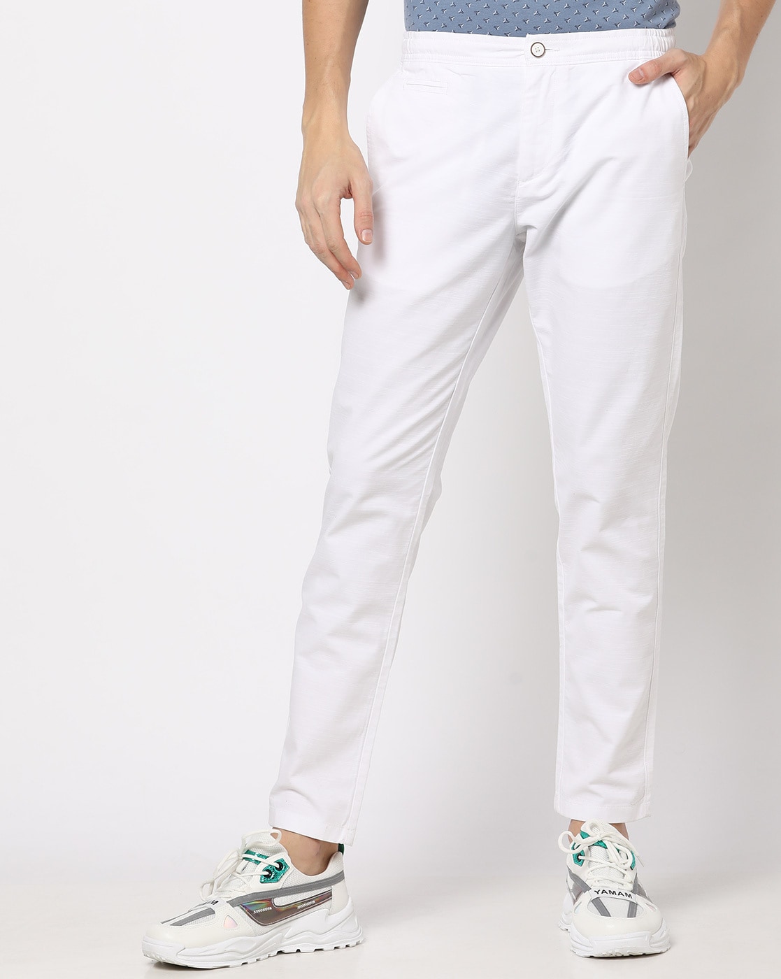 Buy White Straight Fit Formal Trousers Online  Fablestreet