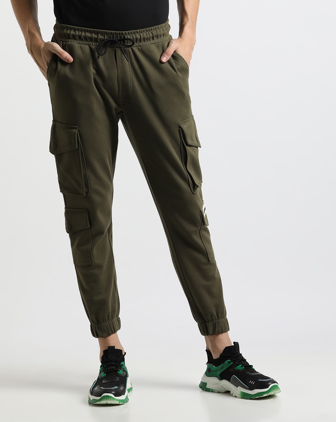 Topman denim cargo joggers in grey