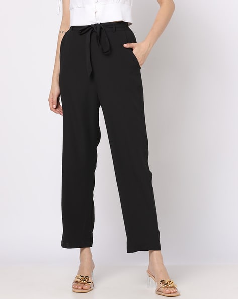 High-Waisted Trousers - Black - Pomelo Fashion-saigonsouth.com.vn
