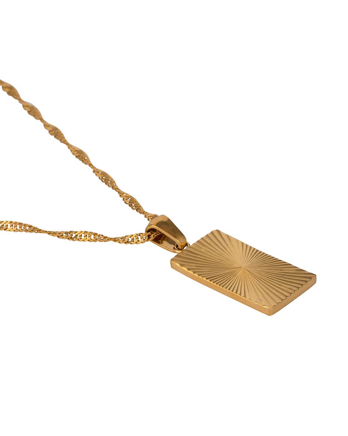 Gold chain with hot sale rectangle pendant