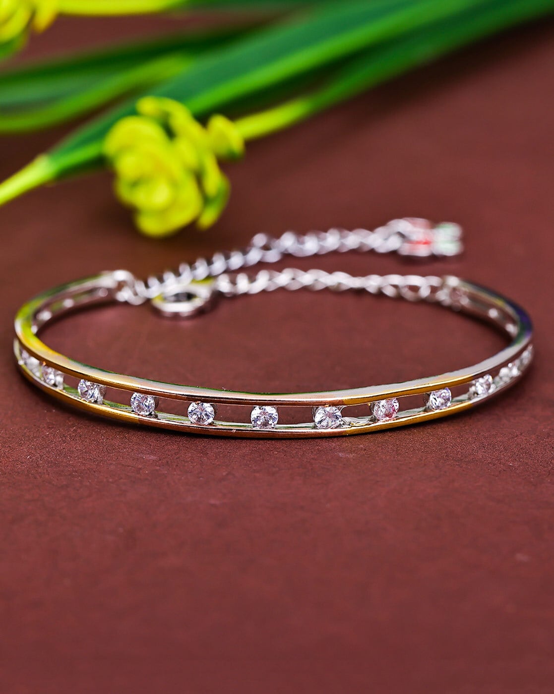 Alternating Diamond and Gold Bead Bezel Tennis Bracelet