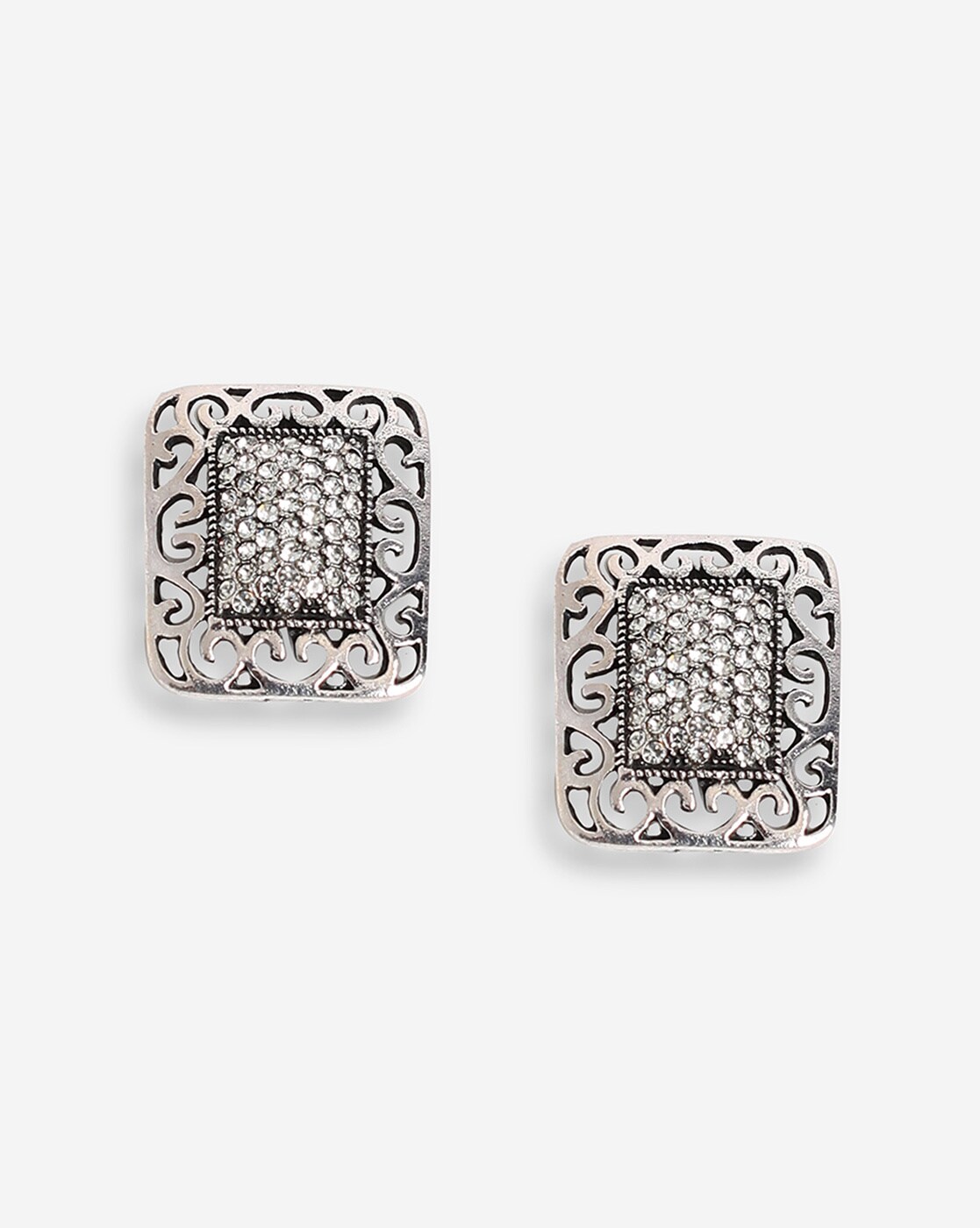 Solitaire Gold Square Stud Earrings in 92.5 Silver - Princess Cut - Br –  HighSpark