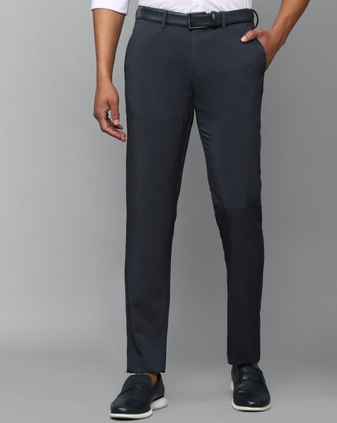 Buy Allen Solly Men Teal Blue Textured Slim Fit Semiformal Trousers -  Trousers for Men 17730412 | Myntra