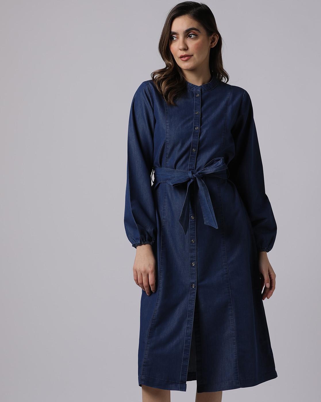Buy online Solid Navy Blue Detailed Denim Shirt Dress from western wear for  Women by Stylestone for ₹1069 at 47% off | 2024 Limeroad.com