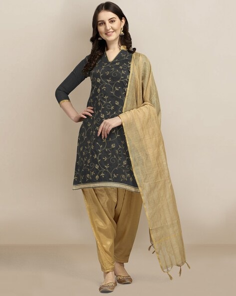 Embroidered Unstiched Dress Material Price in India