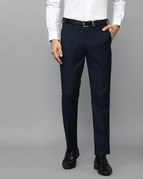 Formal Trouser Check Men Blue Cotton Blend Formal Trouser at Cliths