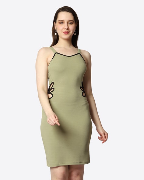 Buy Women Sea Green One Shoulder Waist Cut-Out Bodycon Dress Online at  Sassafras