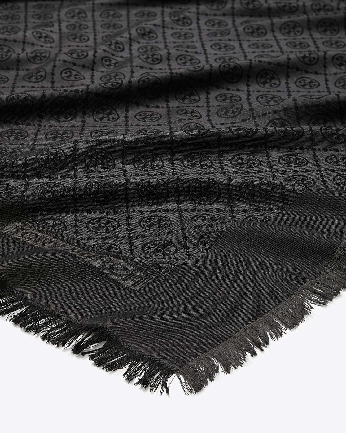 Buy Tory Burch T Monogram Jacquard Traveler Scarf | Black
