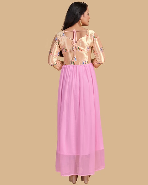 Royal Blue Paithani Silk Anarkali Dress – Shopzters