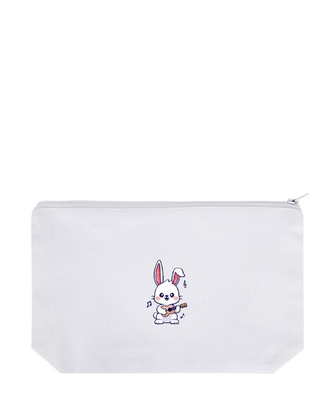 white canvas zipper bag White