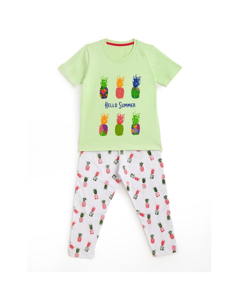 Novelty Print T Shirt Pyjamas Set