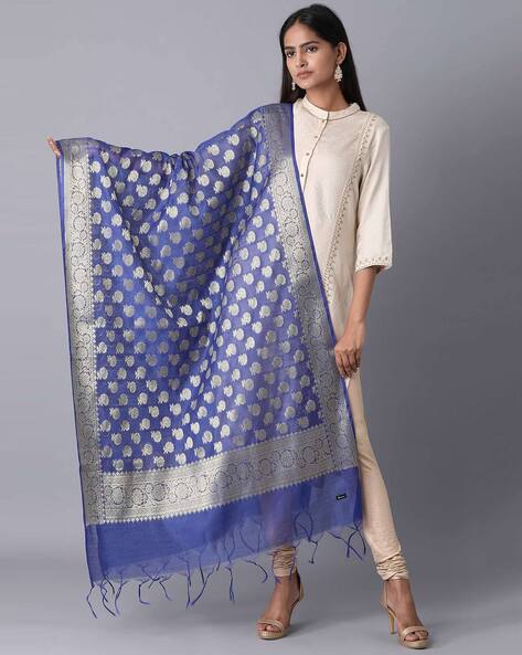 Floral Print Dupatta with Fringed Hemline Price in India