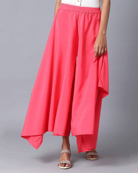 AURELIA Solid Palazzos with Mid Rise Waist