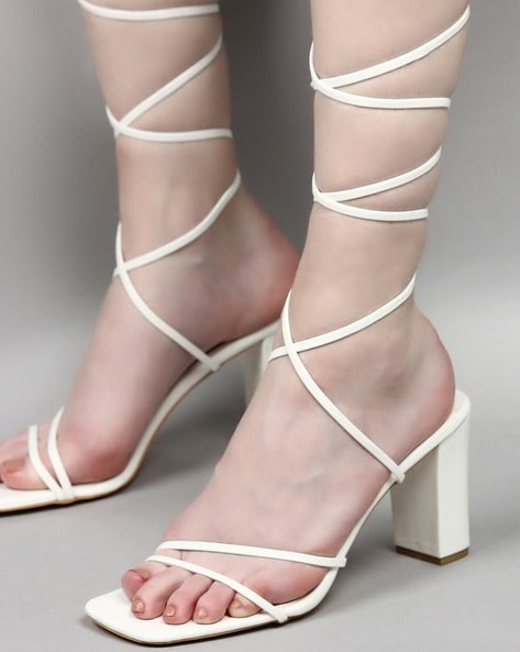 Details 99+ white strappy heels latest