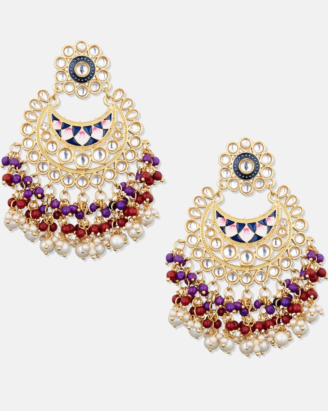 Flipkart.com - Buy KAVYAFASHION Kundan Jhumka earrings for Girls and Women.  (Maroon Color) Brass Jhumki Earring Brass Jhumki Earring Online at Best  Prices in India