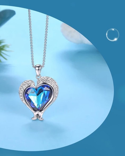 Pure Silver Heart Crystal Necklace – 𝗗𝗲𝘀𝗶𝗴𝗻𝗲𝗿 𝗙𝗶𝗻𝗲 𝗦𝗶𝗹𝘃𝗲𝗿  𝗝𝗲𝘄𝗲𝗹𝗹𝗲𝗿𝘆