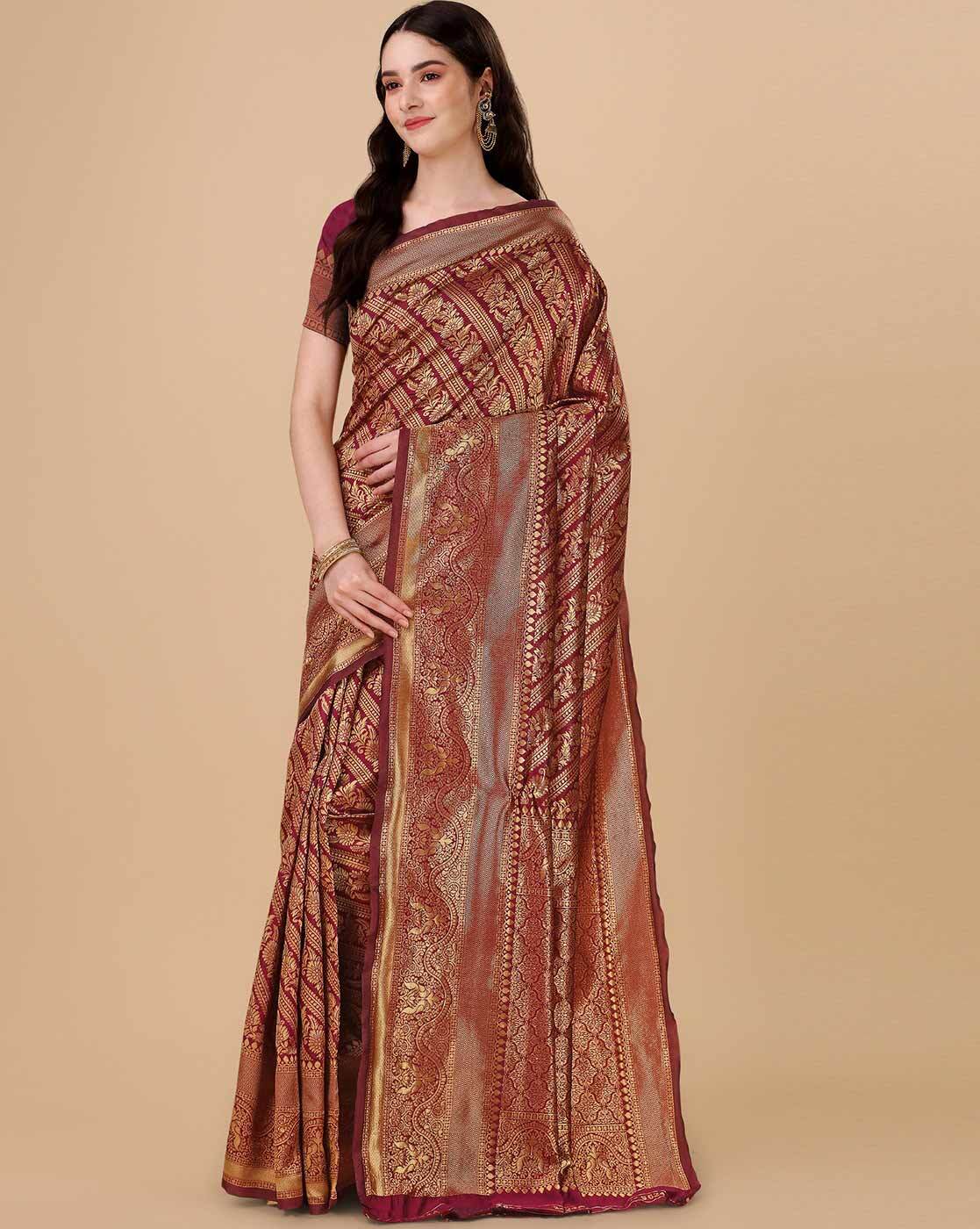 Buy Insthah Women's Bangalori Organza 5.5 Meters Saree With 0.85 Meter  Unstitched Blouse Piece (Coffe) at Amazon.in