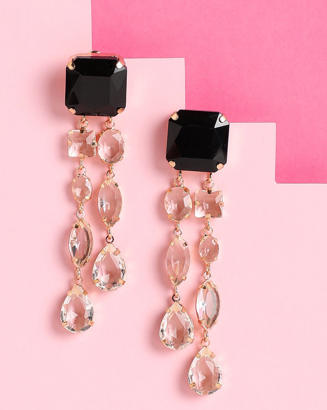Buy Pink and Black Kundan Earrings With Sahara Chain to Complete Online in  India  Etsy