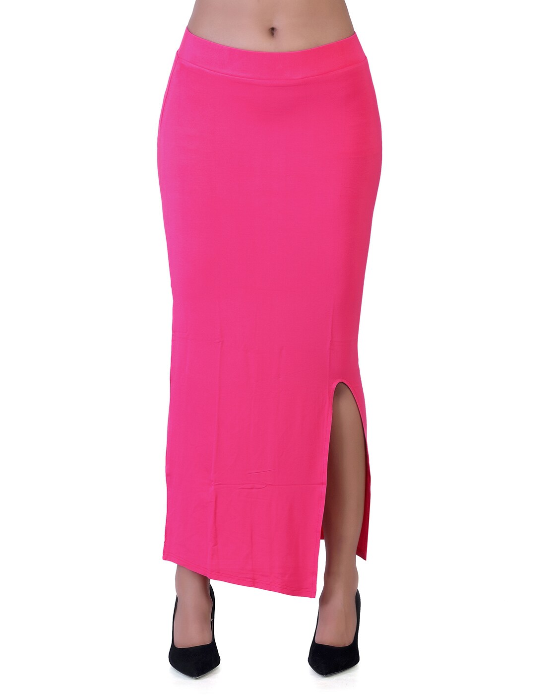 Pink elastic hotsell waist pencil skirt