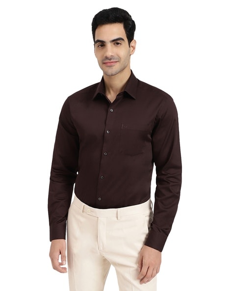 Indian Needle Coffee Formal Shirt with black detailing – Jompers