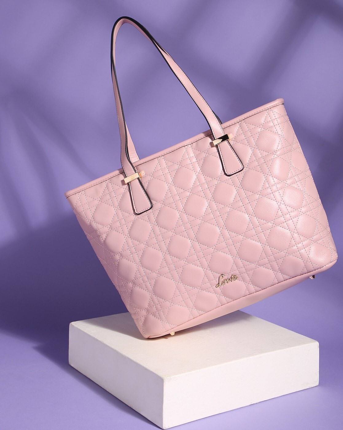 Pink quilted hotsell tote bag