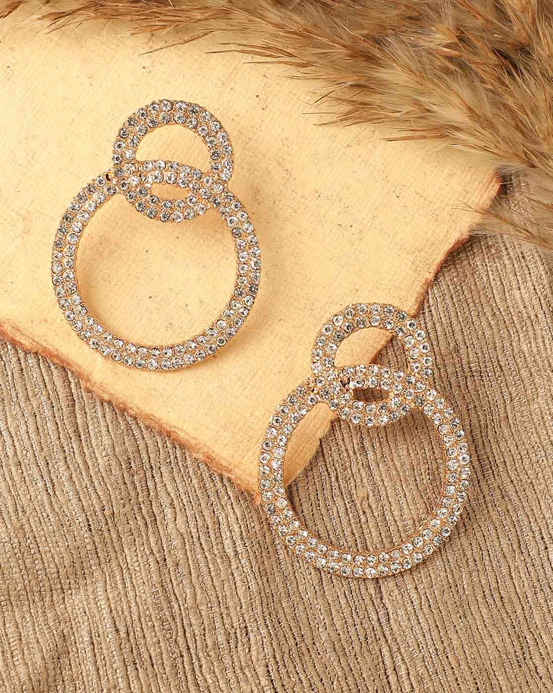 14k White Gold Double Circle Diamond Earrings, 57% Off