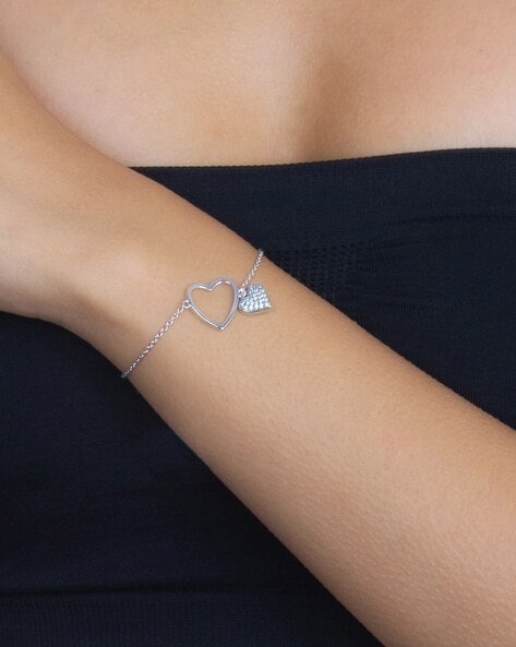 Casual Wear Sterling Silver Heart Design Bracelet For Girls And Women,  Gram, Size: Adjustable at Rs 1400 in Jaipur