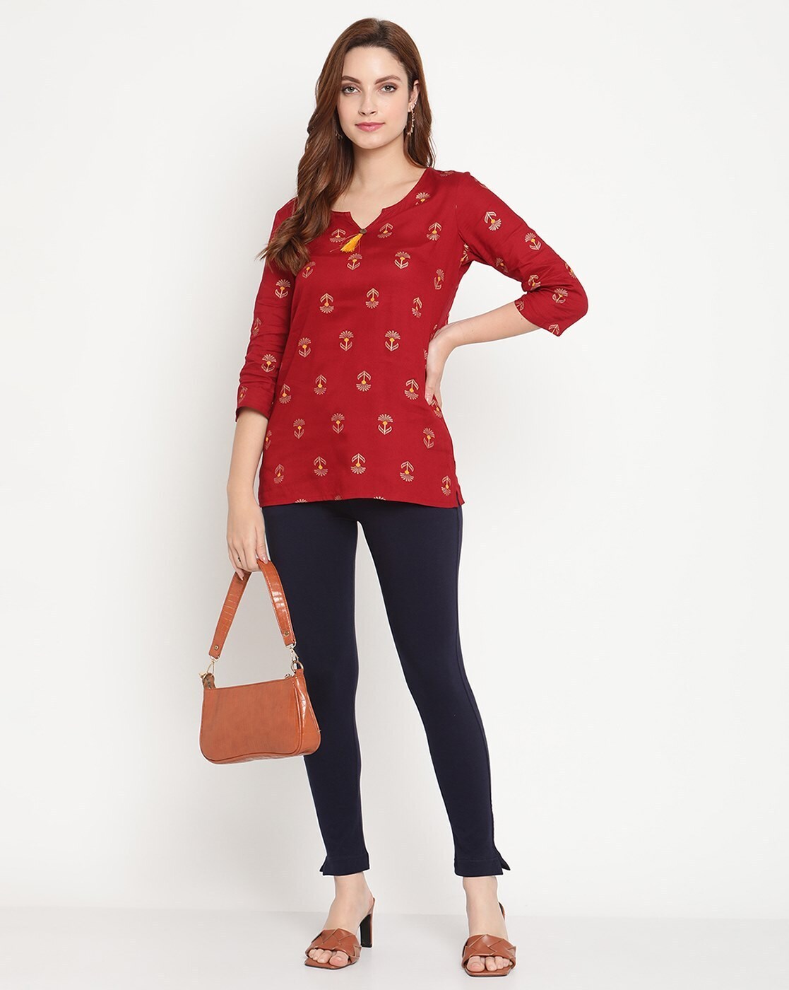 Buy Navy Blue & Brown Leggings for Women by TAG 7 Online