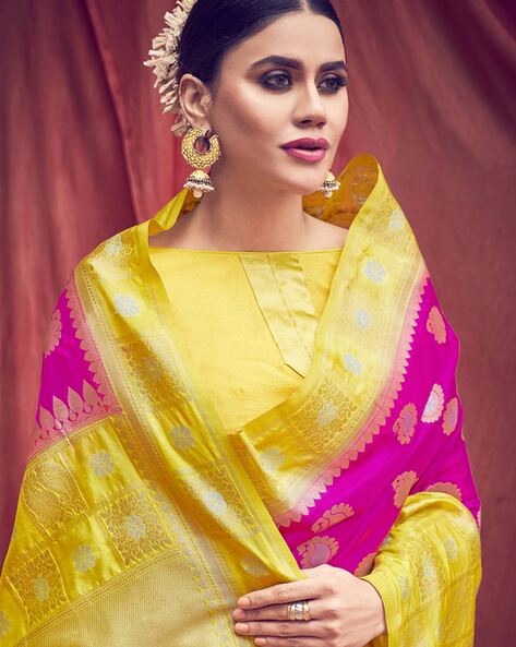 Banarasi Saree in Yellow : SGNA15