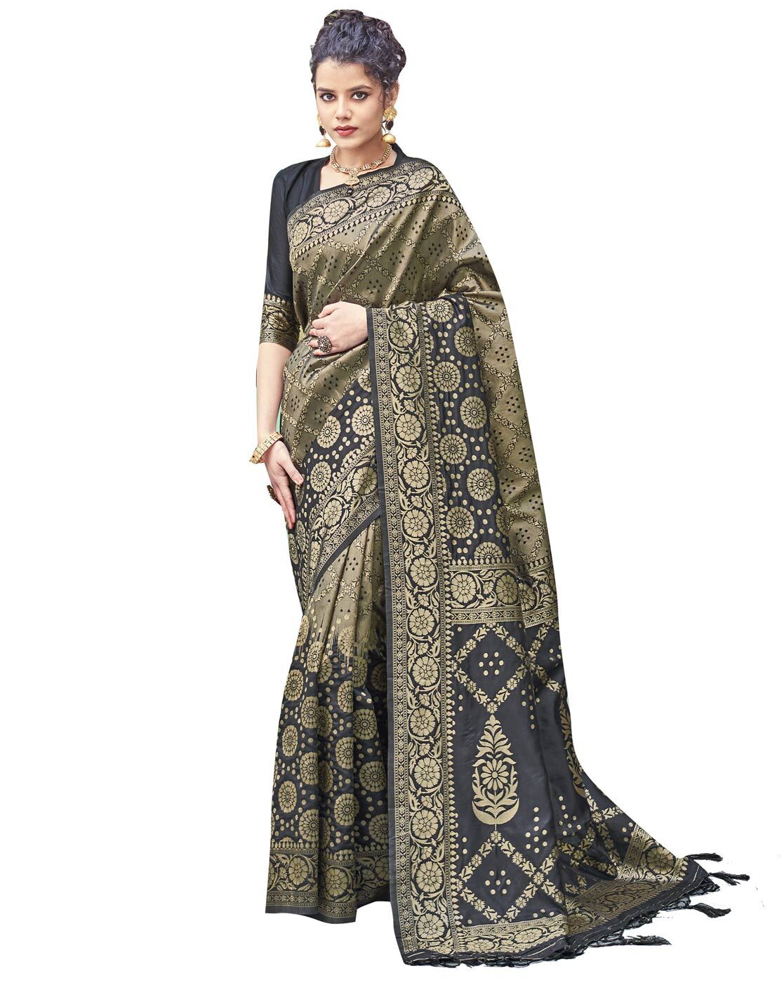 Buy Designer Sarees Women's Banarasi Cotton Silk Saree With Blouse Piece.  Online at desertcartINDIA