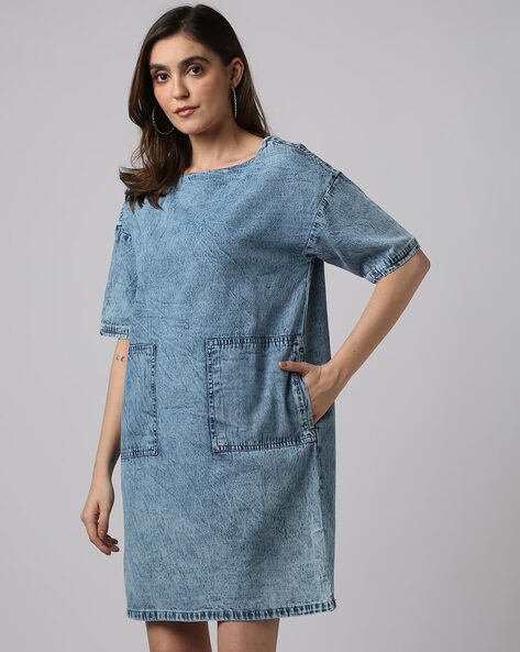 Girls Blue Front Button Denim Shirt Dress at Rs 1118 | Ladies Denim Shirt |  ID: 2850654403248