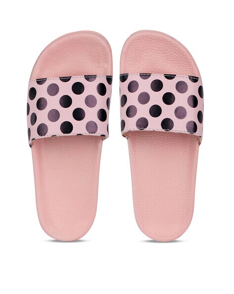 Pink polka dot discount slippers