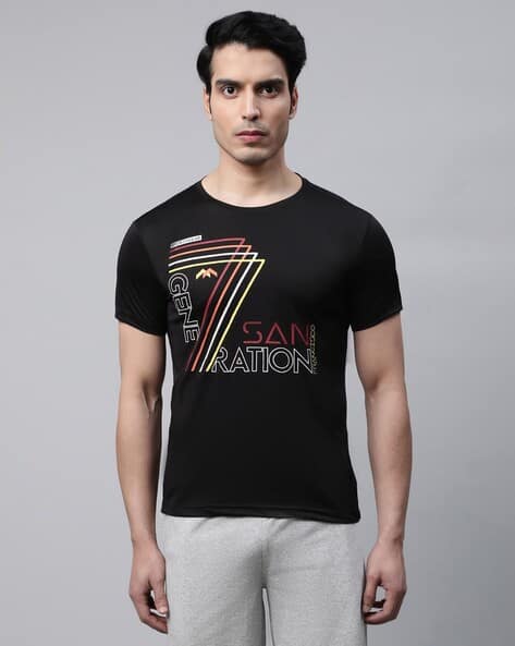 Typographic Print Slim Fit Crew-Neck T-Shirt