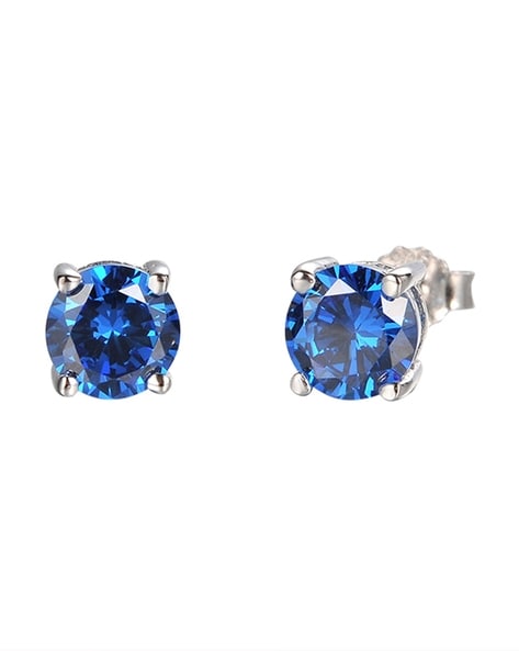 18ct White Gold 3mm Sapphire Solitaire Round Shape Stud Earrings | Buy  Online | Free Insured UK Delivery