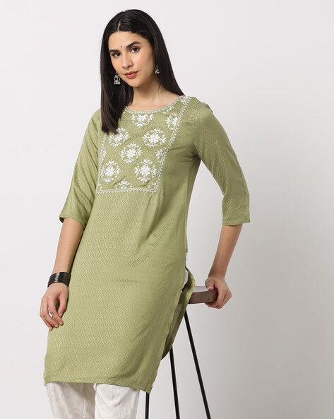 Buy Green Viscose Embroidered Kurta Pyjama Party Wear Online at Best Price  | Cbazaar