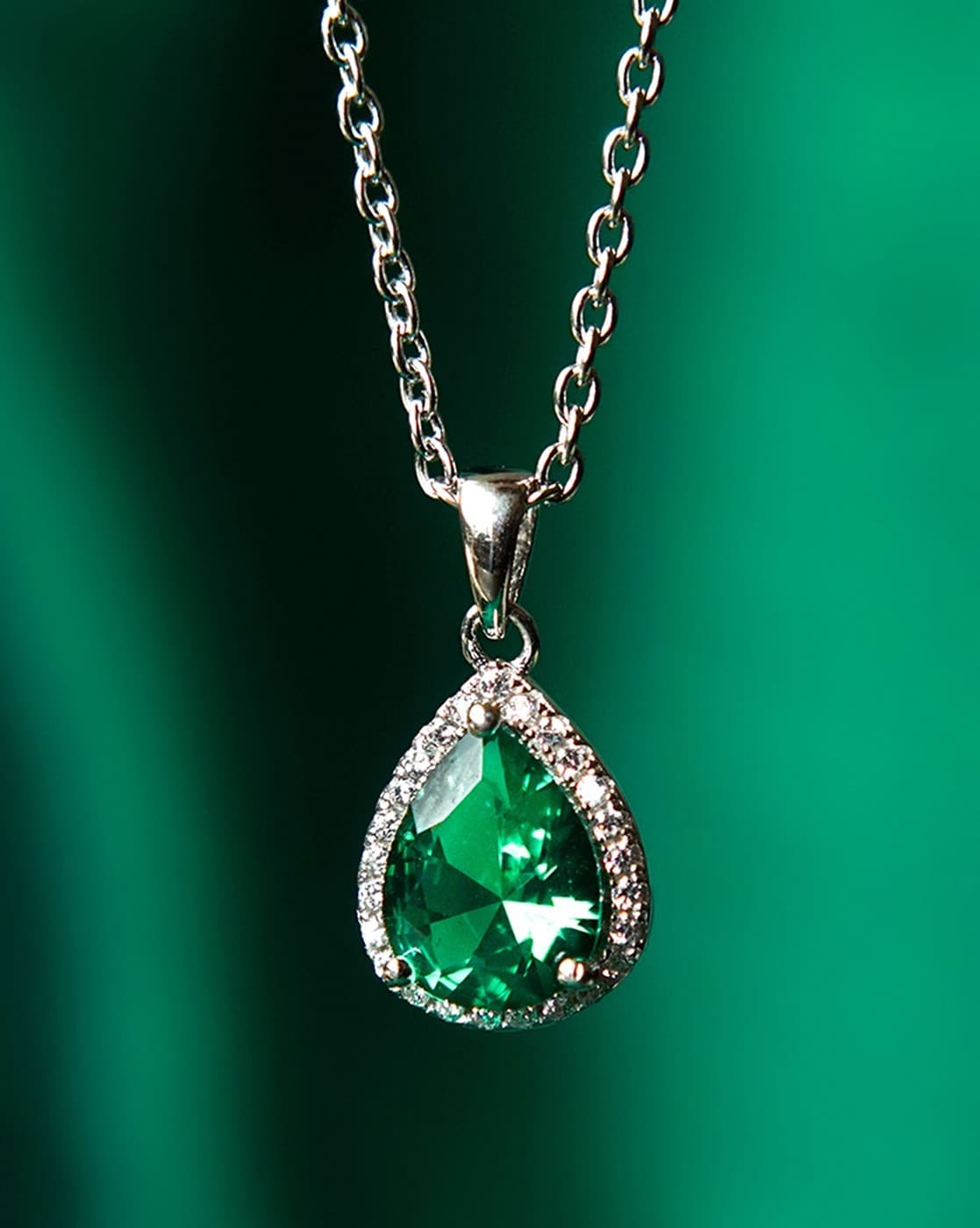 Buy Emerald pendant necklace, Tear drop natural emerald silver pendant  online at aStudio1980.com