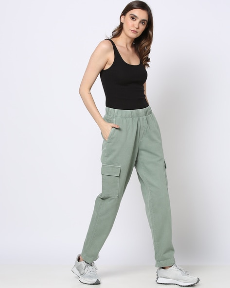 Buy Glossia Fashion Womens Green Casual Cargo Pants Flared High Waist Relaxed  Fit Stretchable Parallel Trousers Size  SWJ82699 at Amazonin