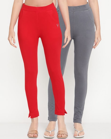 Buy Red & Grey Leggings for Women by TAG 7 Online