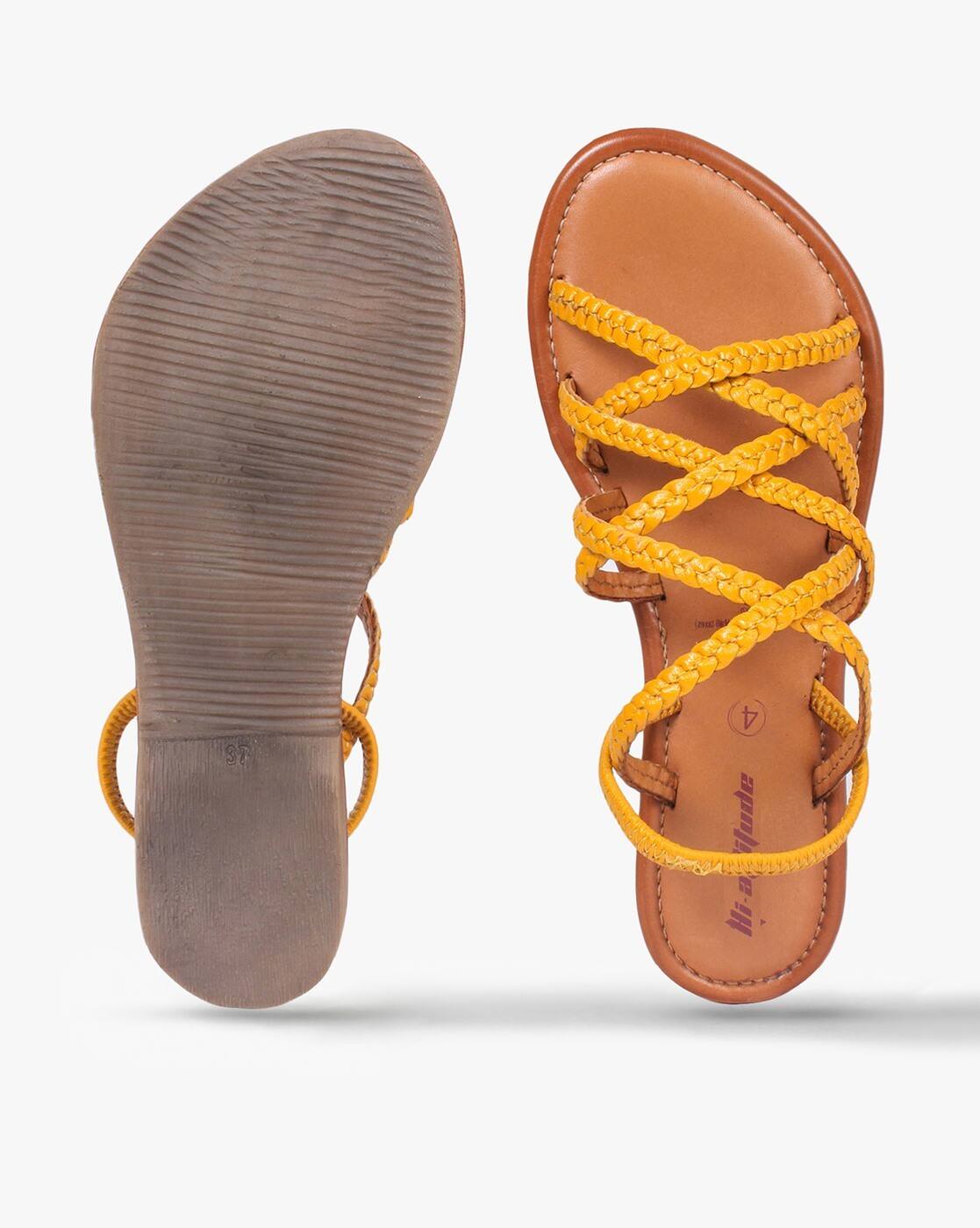 Buy Mustard Yellow Flat Sandals for Women by HI-ATTITUDE Online