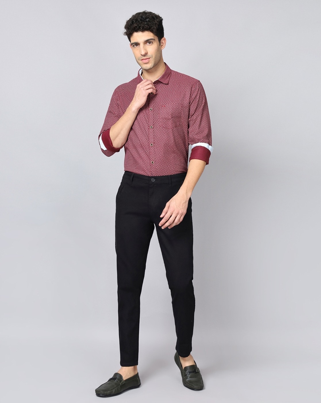 Buy Men Maroon Slim Fit Formal Shirts Online - 622112 | Peter England