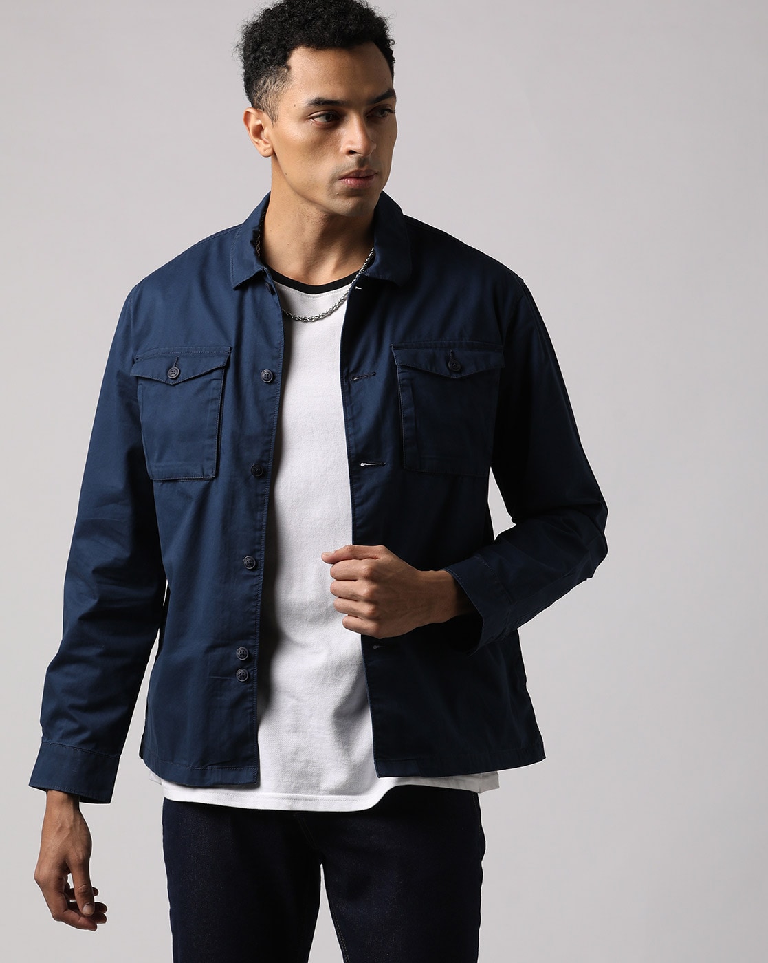 Navy hot sale blue overshirt