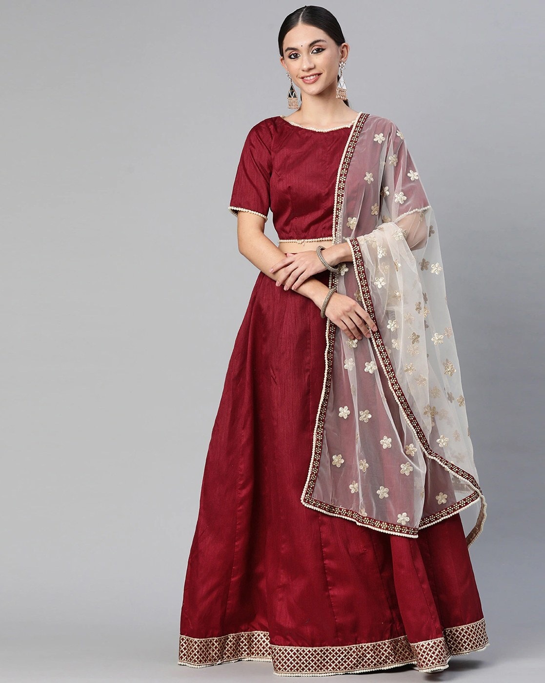 Maroon Color Sequence Embroidery Work Velvet Lehenga Choli – Amrutamfab