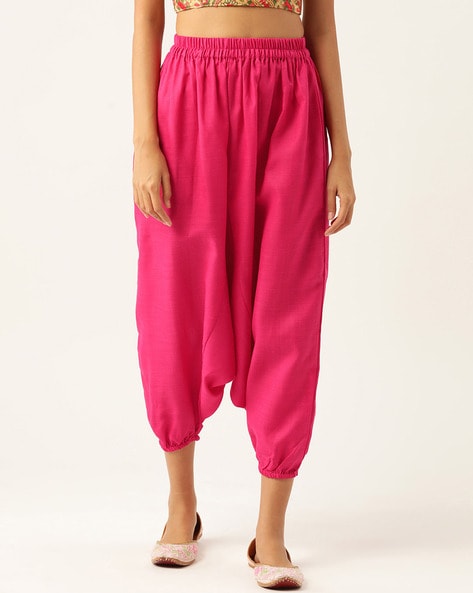 Buy QIANXIZHAN Womens Harem Pants High Waist Yoga Boho Trousers with  Pockets Fower White Small at Amazonin