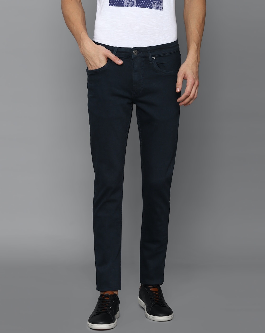 Buy Louis Philippe Jeans Men Navy Blue Matt Slim Fit Low Rise